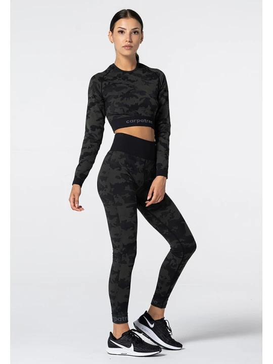 Zdjęcie produktu Carpatree Koszulka sportowa "Camo Seamless" w kolorze khaki rozmiar: L