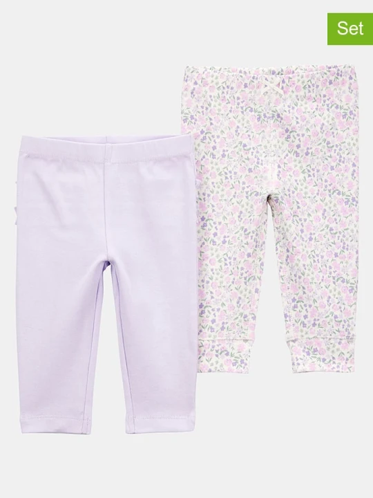Zdjęcie produktu carter's Legginsy (2 pary) w kolorze fioletowym i kremowym rozmiar: 62