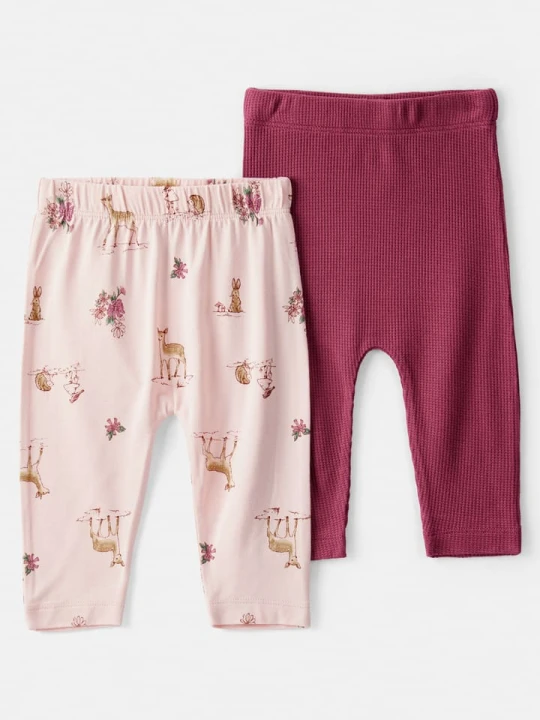 Zdjęcie produktu carter's Legginsy (2 pary) w kolorze jasnoróżowo-bordowym rozmiar: 80