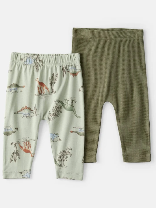 Zdjęcie produktu carter's Legginsy (2 pary) w kolorze khaki rozmiar: 86/92