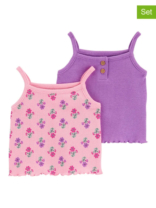 Zdjęcie produktu carter's Topy (2 szt.) w kolorze jasnoróżowo-fioletowym rozmiar: 68