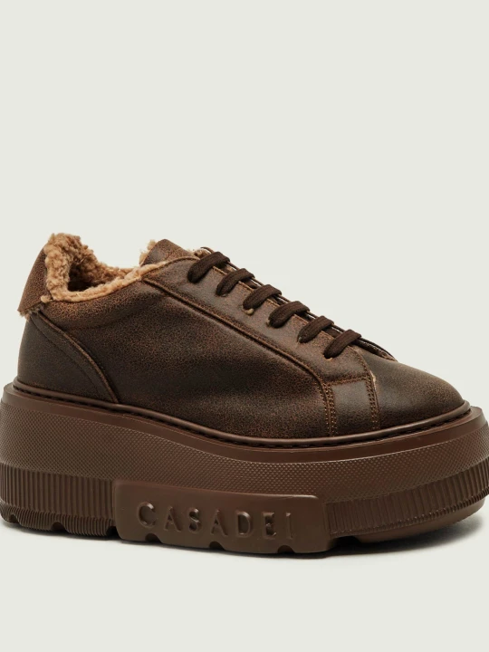 Zdjęcie produktu Casadei Skórzane Ocieplane sneakersy Nexus | shearling | z dodatkiem wełny brązowy