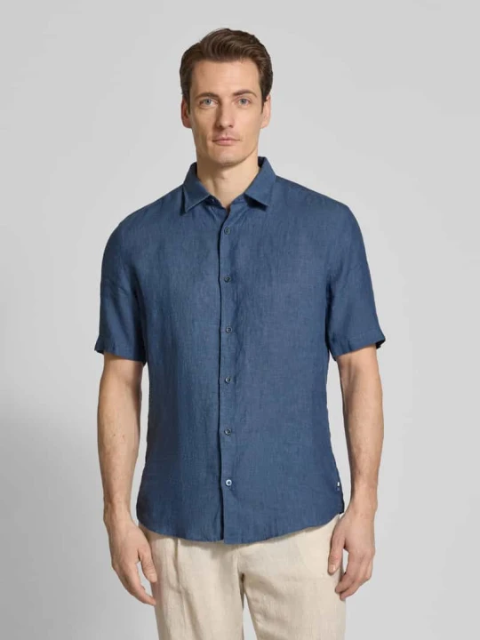 Zdjęcie produktu Casual Fit koszula casual z lnu OLYMP Level 5 Ciemnoniebieski