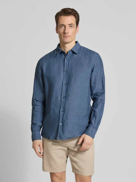 Zdjęcie produktu Casual Fit koszula casual z lnu OLYMP Level 5 Ciemnoniebieski
