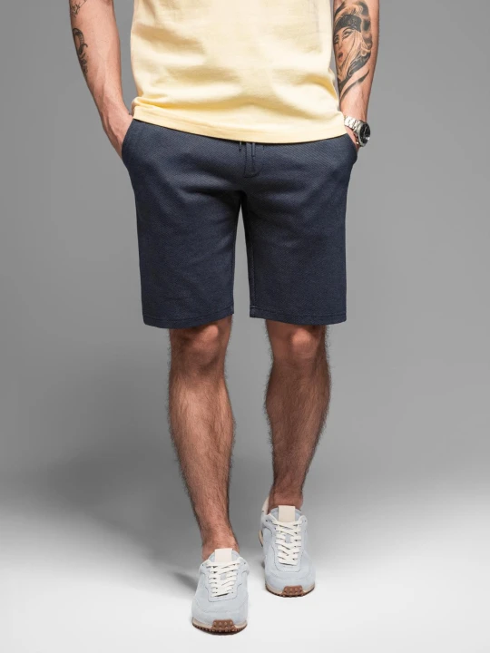 Zdjęcie produktu Casualowe męskie szorty SLIM FIT z dzianiny żakardowej – granatowe V1 - Rozmiar: S Ombre Clothing