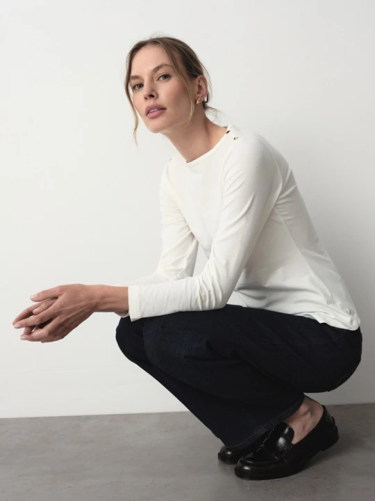 Zdjęcie produktu Casualowy longsleeve w białym kolorze Greenpoint
