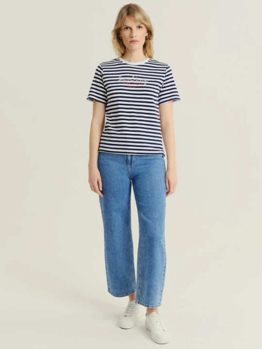 Zdjęcie produktu Casualowy top w paski Greenpoint granatowy