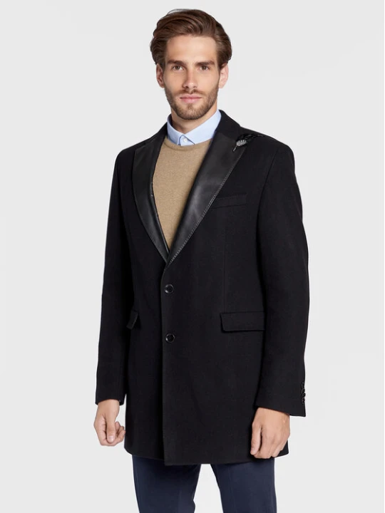 Zdjęcie produktu CG - CLUB of GENTS Płaszcz wełniany Piper-K 254001-001 Czarny Slim Fit