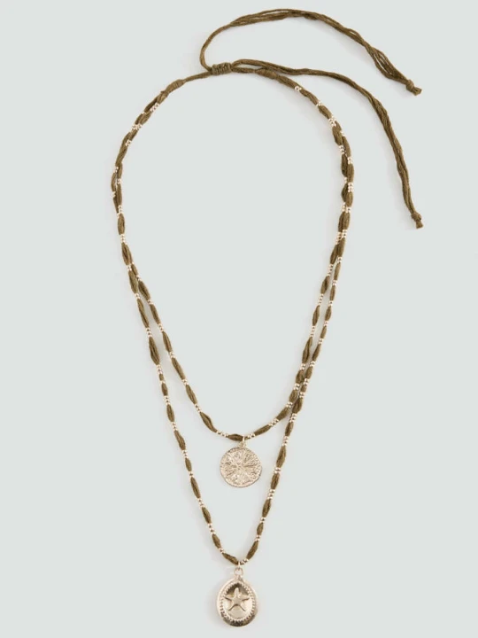 Zdjęcie produktu Naszyjnik ze sznurka z zawieszkami khaki - Teen - Rozmiar uniwersalny - MANGO TEEN
