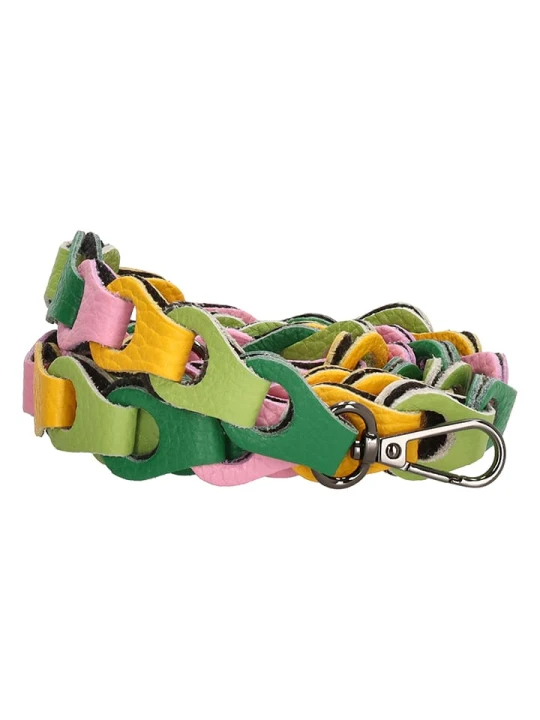 Zdjęcie produktu Charm Skórzany pasek w kolorze zielono-żółto-różowym do torebki - 135 x 2 cm rozmiar: onesize