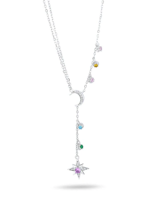 Zdjęcie produktu CHARM'S Srebrny naszyjnik z elementami ozdobnymi - dł. 47 cm rozmiar: onesize
