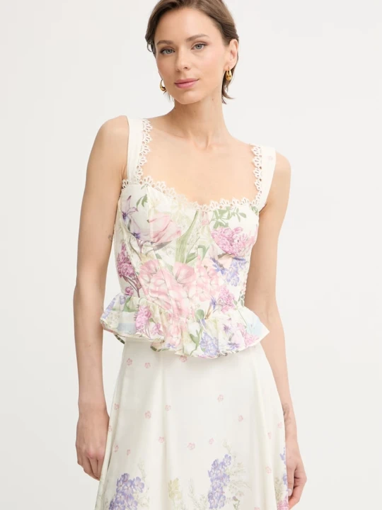 Zdjęcie produktu Charo Ruiz Ibiza top damski z bawełną Floret beżowy