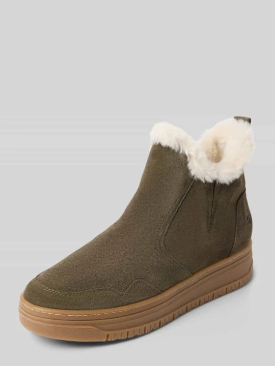 Zdjęcie produktu Chelsea boots z czystej skóry Tamaris Oliwkowy