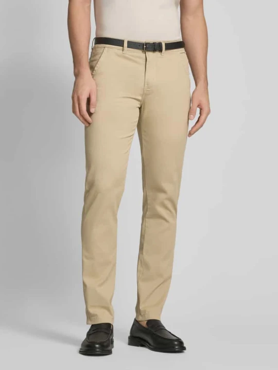 Zdjęcie produktu Chinosy o kroju classic stretch fit z paskiem lindbergh Jasnobrązowy