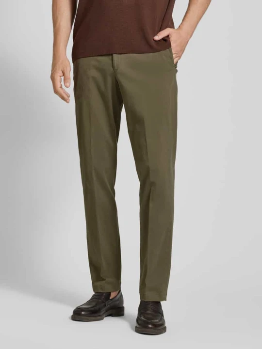 Zdjęcie produktu Chinosy o kroju slim fit w kant model ‘PEAKER’ hiltl Oliwkowy