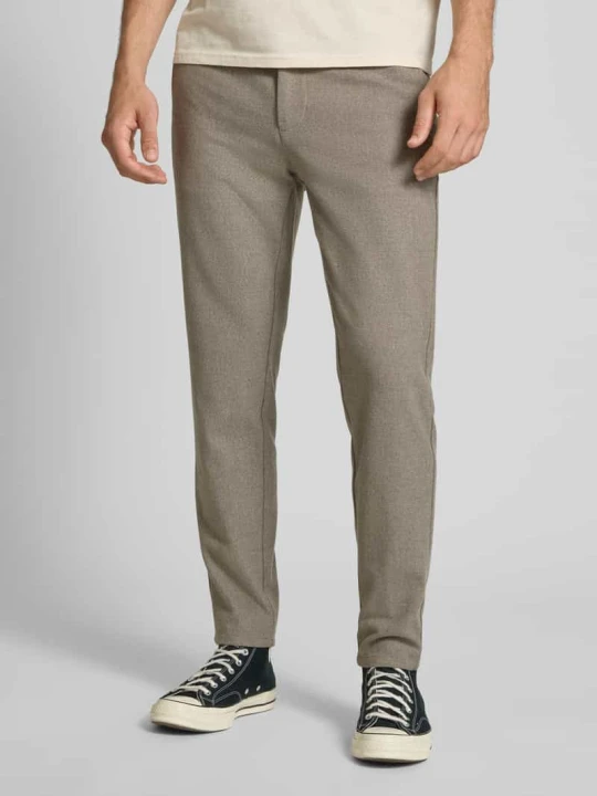 Zdjęcie produktu Chinosy szczotkowane o kroju slim fit z dodatkiem wiskozy model ‘MARK’ Only & Sons Jasnobrązowy
