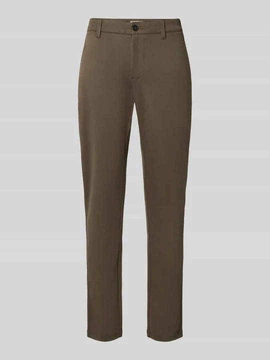 Zdjęcie produktu chinosy o kroju slim fit z mieszanka wiskozy model 'MARK' Only & Sons Błotnisty