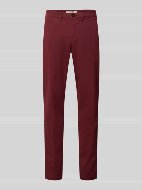 Zdjęcie produktu Chinosy o kroju slim fit z mieszanki bawełny model 'GABARDINE' Selected Homme Bordowy