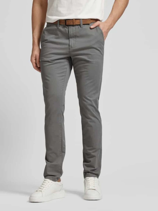 Zdjęcie produktu Chinosy o kroju slim fit z paskiem Tom Tailor Średnioszary