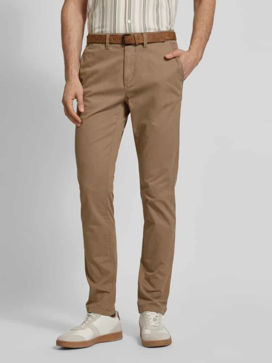 Zdjęcie produktu Chinosy o kroju slim fit z paskiem Tom Tailor Camel