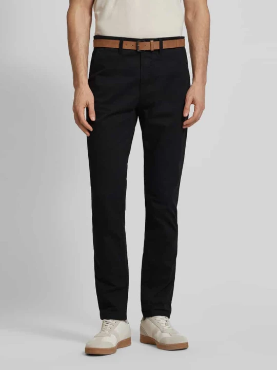 Zdjęcie produktu Chinosy o kroju slim fit z paskiem Tom Tailor Czarny