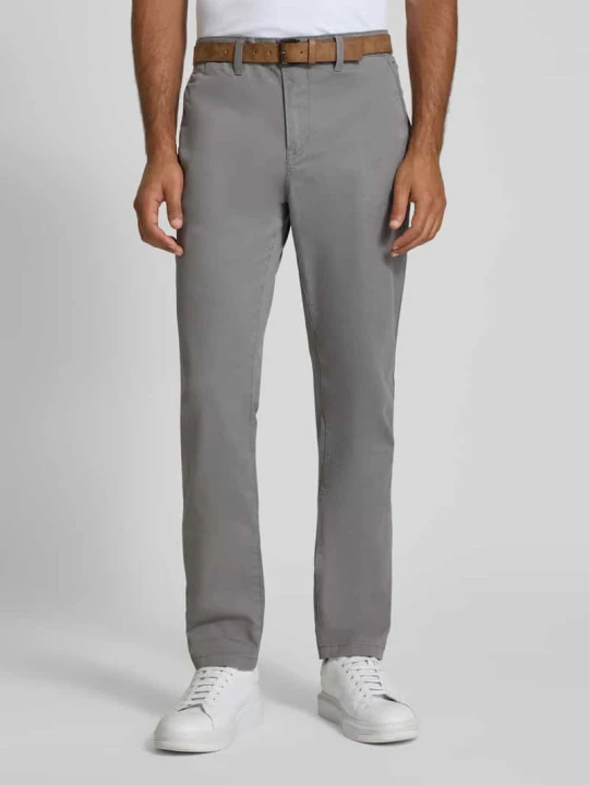 Zdjęcie produktu Chinosy o kroju slim fit z paskiem Tom Tailor Średnioszary