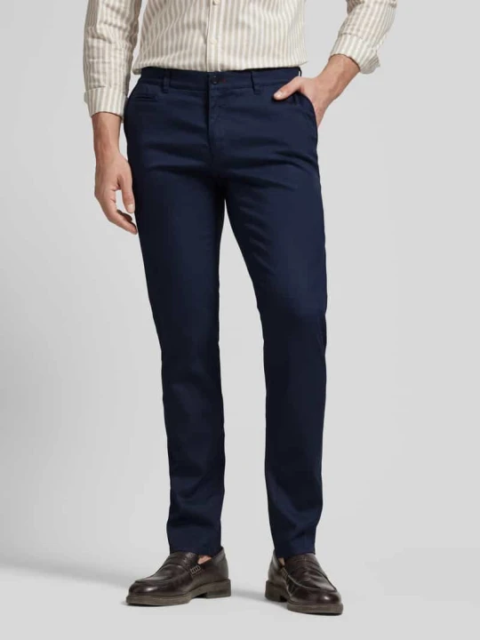 Zdjęcie produktu Chinosy o kroju slim fit z wpuszczanymi kieszeniami w stylu francuskim model ‘Fabio’ BRAX Ciemnoniebieski