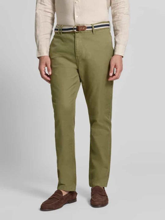 Zdjęcie produktu Chinosy z paskiem i wpuszczanymi kieszeniami model 'WARREN' Scotch & Soda Trawiasty zielony