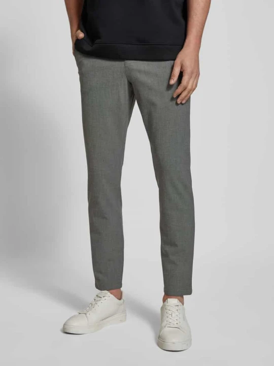 Zdjęcie produktu Chinosy o kroju slim fit z wpuszczanymi kieszeniami model 'ROBERT' Selected Homme Jasnoszary melanż