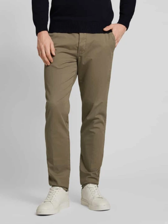 Zdjęcie produktu Chinosy o kroju slim fit z francuskimi wpuszczanymi kieszeniami CINQUE Oliwkowy