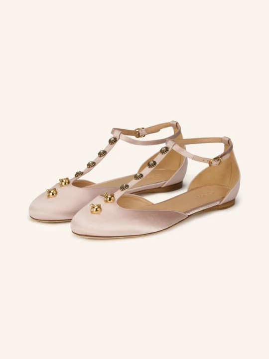 Zdjęcie produktu Chloé Baleriny Mary Jane Celeste Z Ćwiekami I Kamieniami Ozdobnymi rosa 6J4 Light Nude