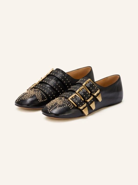 Zdjęcie produktu Chloé Baleriny Susan Z Nitami schwarz 001 BLACK