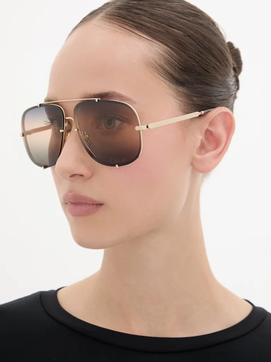 Zdjęcie produktu Chloe okulary przeciwsłoneczne pilotki damskie Chloé złoty