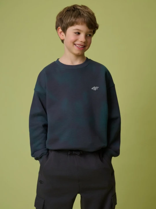 Zdjęcie produktu Chłopięca bluza dresowa nierozpinana bez kaptura 4F 4FJRSS26TSWSM2827 - granatowa