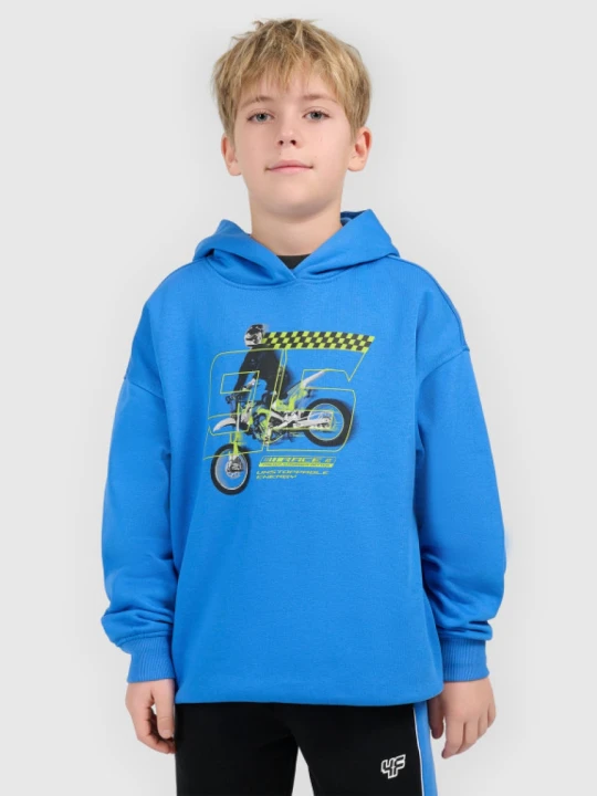 Zdjęcie produktu Chłopięca bluza dresowa nierozpinana z kapturem 4F 4FJRSS26TSWSM2814 - niebieska