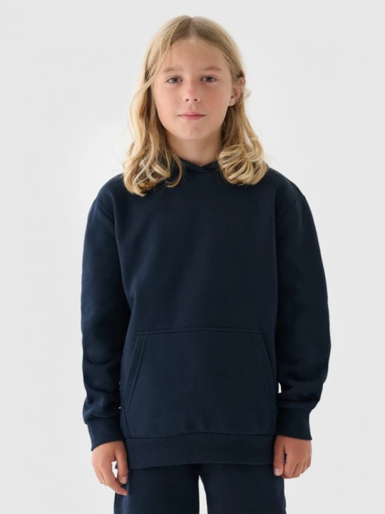 Zdjęcie produktu Chłopięca bluza dresowa nierozpinana z kapturem 4F 4FJWMM00TSWSM1860 - granatowa