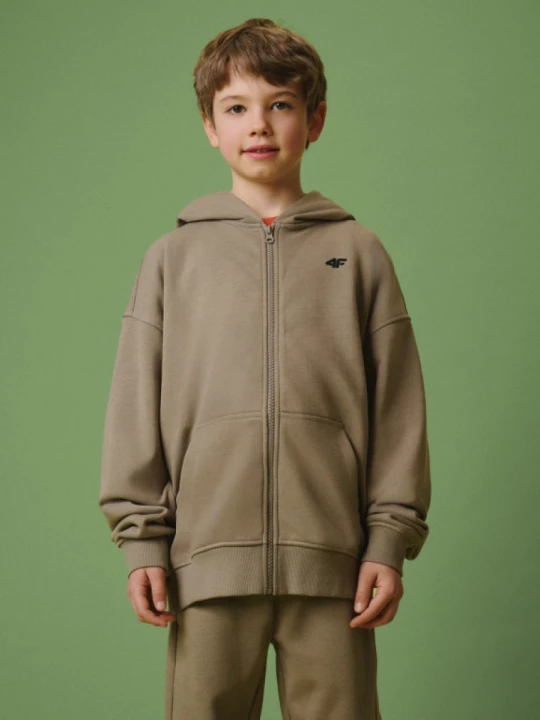 Zdjęcie produktu Chłopięca bluza rozpinana z kapturem 4F 4FJRSS26TSWSM3051 - beżowa