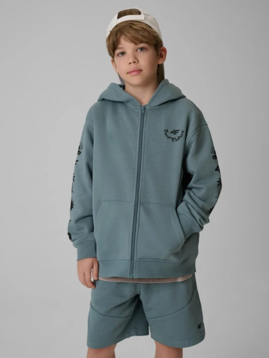Zdjęcie produktu Chłopięca bluza rozpinana z kapturem 4F 4FJRSS26TSWSM3052 - turkusowa