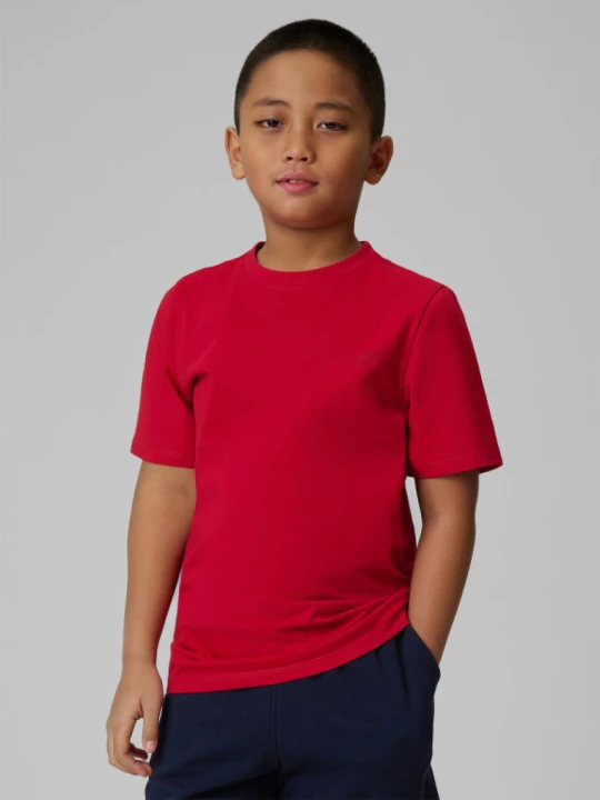 Zdjęcie produktu Chłopięcy t-shirt bez nadruku 4F 4FJRSS26TTSHM3598 - czerwony