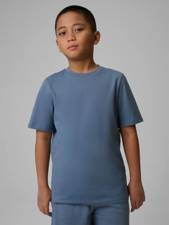 Zdjęcie produktu Chłopięcy t-shirt bez nadruku 4F 4FJRSS26TTSHM3598 - denim