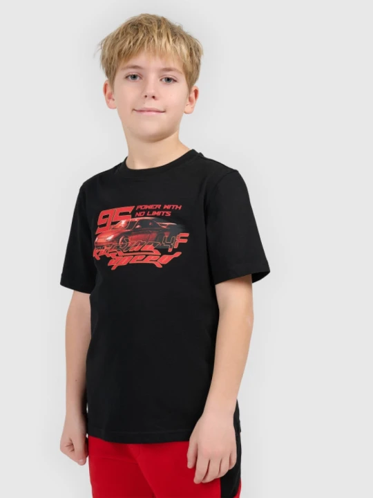 Zdjęcie produktu Chłopięcy t-shirt z nadrukiem 4F 4FJRSS26TTSHM3681 - czarny
