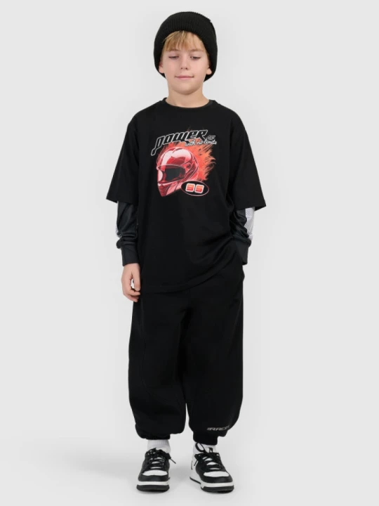Zdjęcie produktu Chłopięcy t-shirt z nadrukiem 4F 4FJRSS26TTSHM3683 - czarny