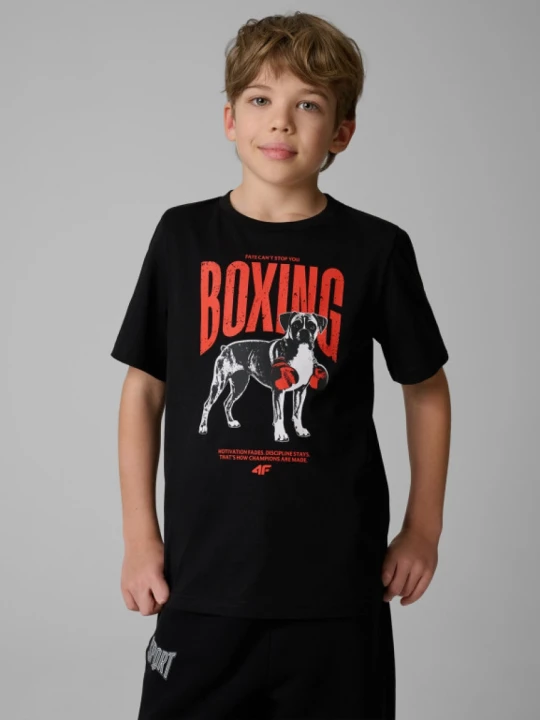 Zdjęcie produktu Chłopięcy t-shirt z nadrukiem 4F 4FJRSS26TTSHM3830 - czarny