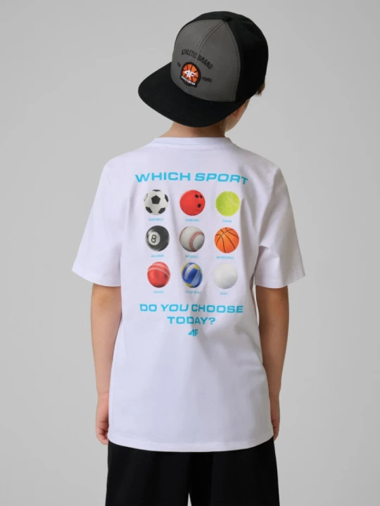 Zdjęcie produktu Chłopięcy t-shirt z nadrukiem 4F 4FJRSS26TTSHM3832 - biały