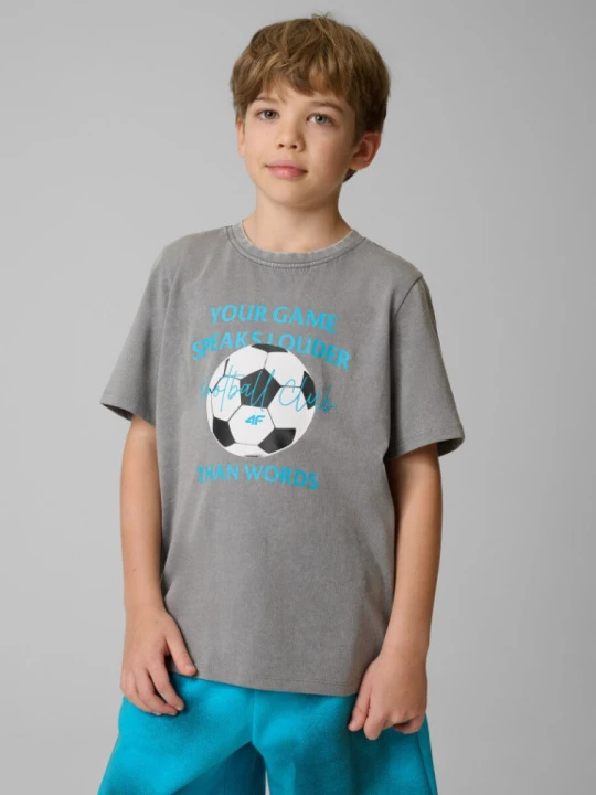 Zdjęcie produktu Chłopięcy t-shirt z nadrukiem 4F 4FJRSS26TTSHM3833 - szary