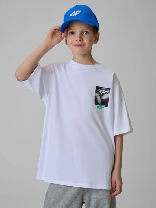 Zdjęcie produktu Chłopięcy t-shirt z nadrukiem 4F 4FJRSS26TTSHM3863 - biały