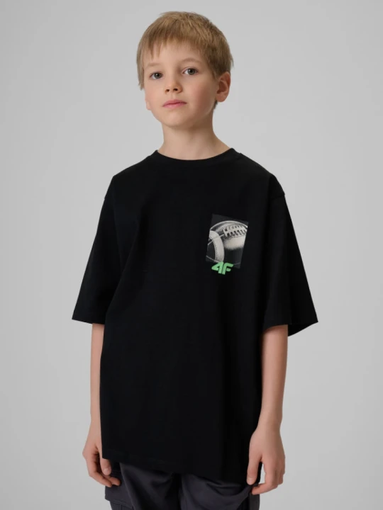 Zdjęcie produktu Chłopięcy t-shirt z nadrukiem 4F 4FJRSS26TTSHM3863 - czarny