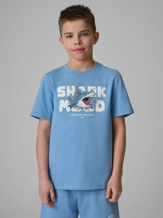 Zdjęcie produktu Chłopięcy t-shirt z nadrukiem 4F 4FJRSS26TTSHM3902 - niebieski