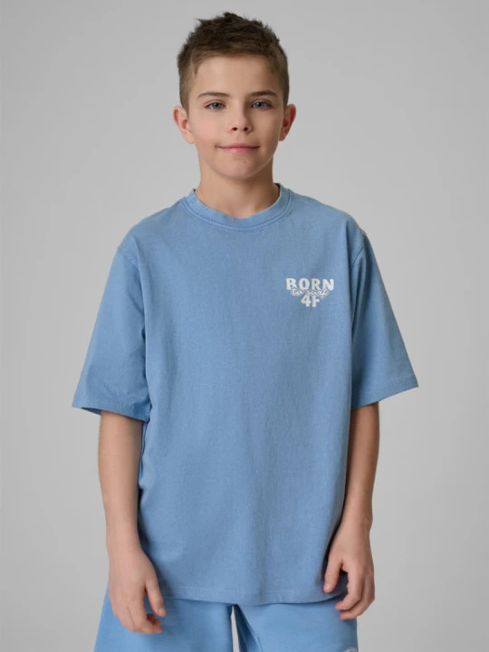 Zdjęcie produktu Chłopięcy t-shirt z nadrukiem 4F 4FJRSS26TTSHM3906 - niebieski
