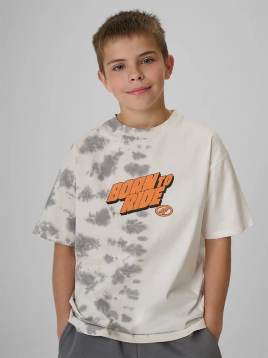 Zdjęcie produktu Chłopięcy t-shirt z nadrukiem 4F 4FJRSS26TTSHM4168 - szary